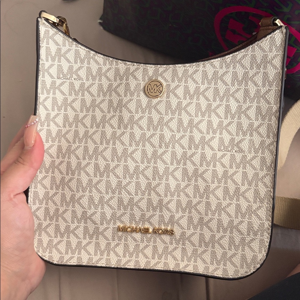 Michael Kors Cream Monogram Shoulder Bag